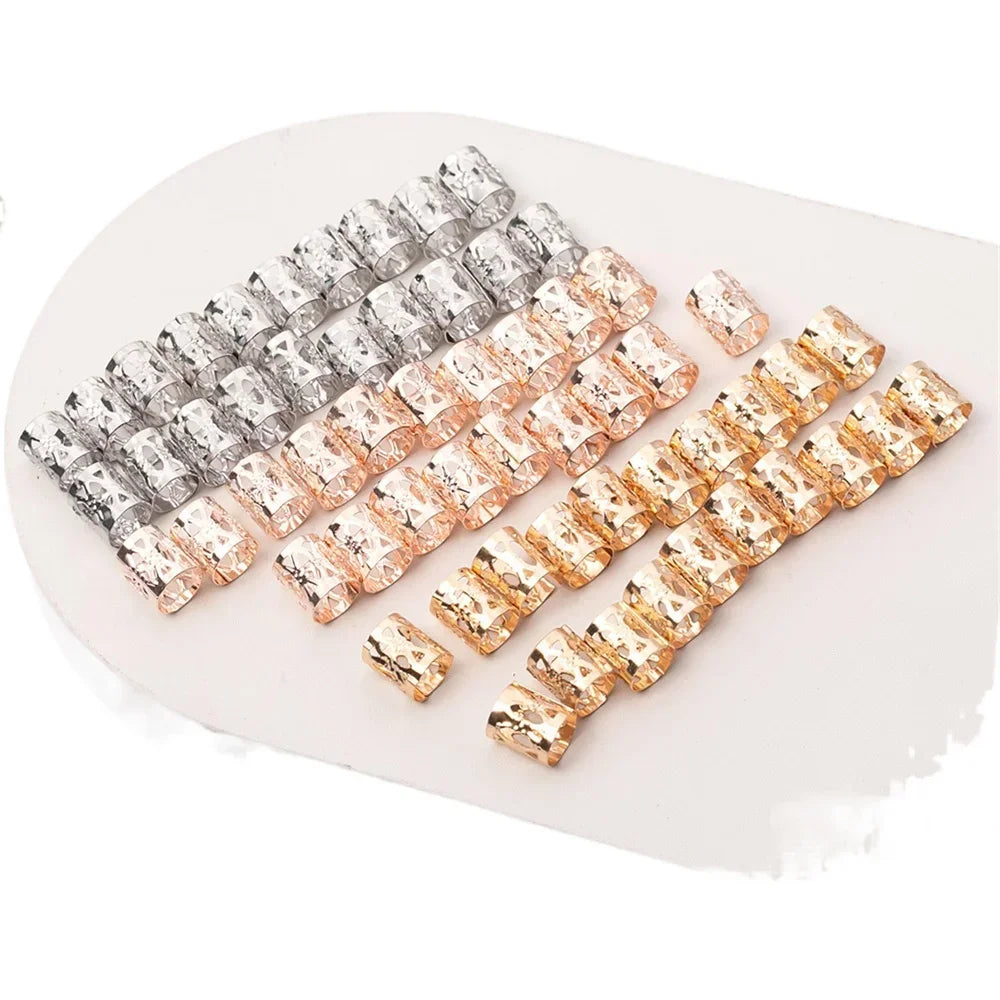60-Pack Dreadlock Hair Rings & Braid Beads | Gold, Rose Gold Braid Hair Rings QXL