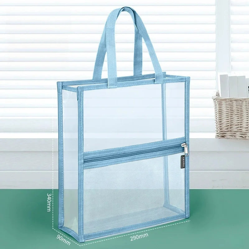 Transparent A4 File Bag | Foldable Document Organizer Document File Bag QXL Blue
