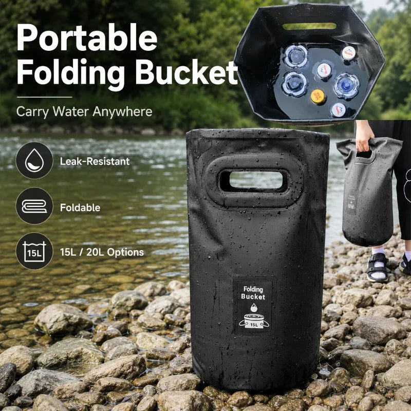 Collapsible Water Bucket 15L/20L | Camping & Outdoor Use Collapsible Water Bucket QXL