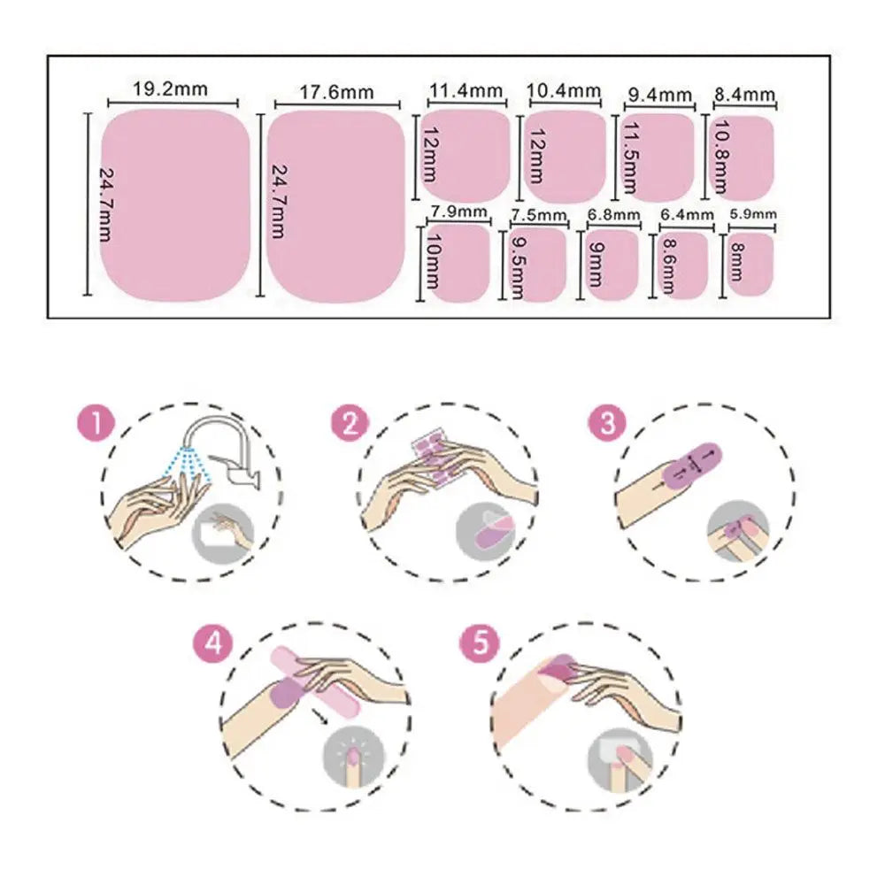 Waterproof Toe Nail Stickers | 22-Tip Full Cover Nail Wraps Toe Nail Stickers QXL