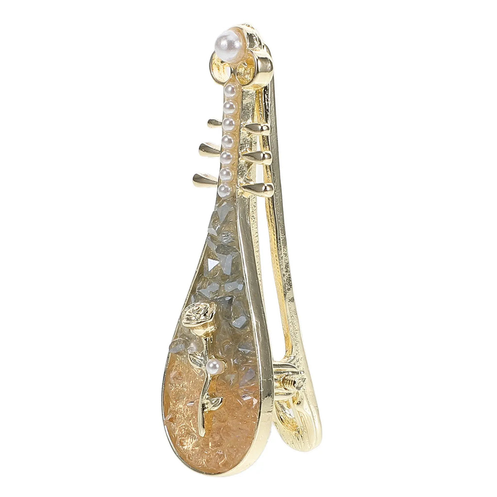 Vintage Chinese Rose Pipa Hair Clip | Retro Metal Side Clip Vintage Hair Clip QXL