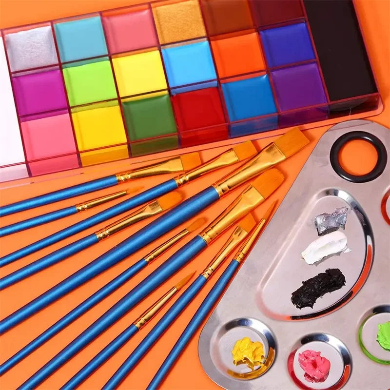 20-Color Face & Body Paint Palette | Non-Toxic Party Kit Face & Body Paint QXL