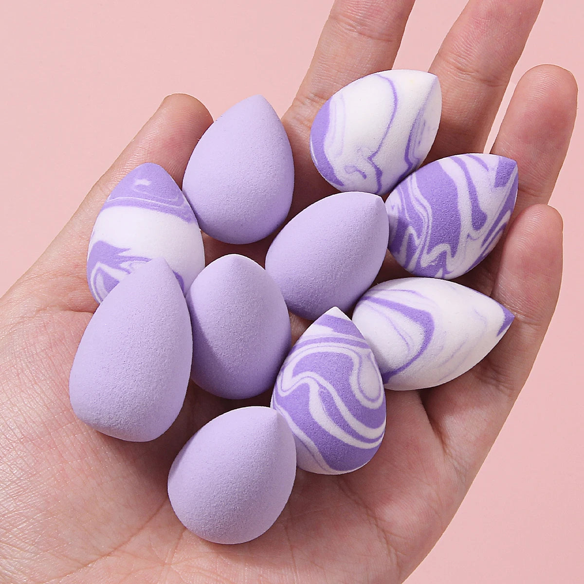 10-Pack Mini Purple Marble Makeup Sponges | KOSSHOW Puffs Makeup Sponge Puffs QXL