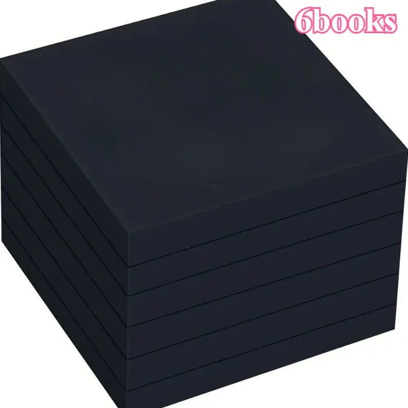 6-Pack Fluorescent Sticky Notes | 300-Page Square Memo Pads Sticky Memo Pads QXL black 6Books