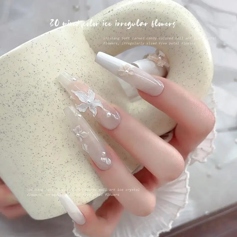 30-Pack 3D Lily Flower Nail Art Charms | Resin DIY Décor Nail Art Charms QXL