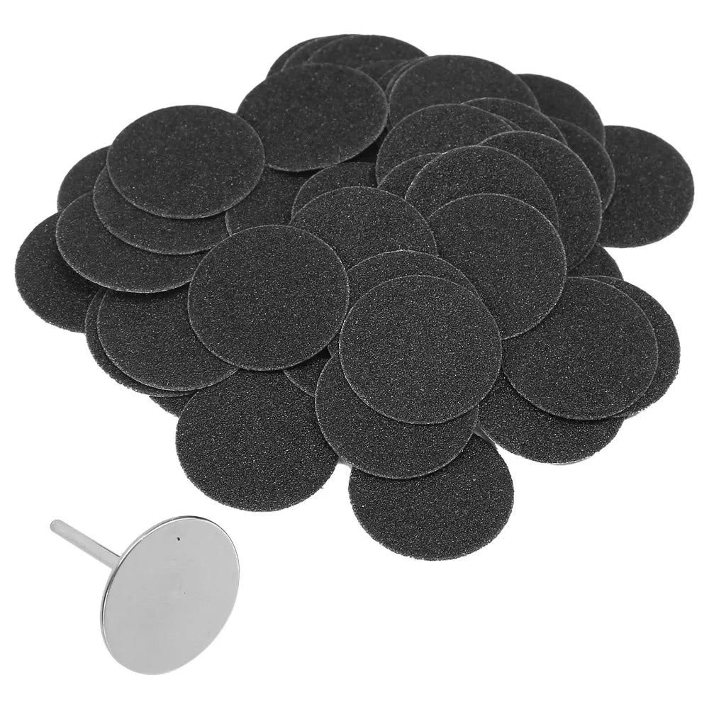 50-Pack Callus Remover Replacement Sandpaper Discs 25mm + Shaft Callus Remover Discs QXL