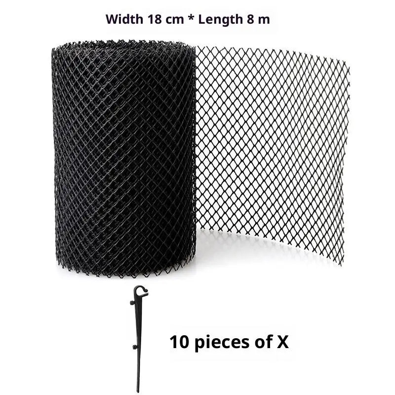 Plastic Gutter Guard Mesh Roll & 10 Hooks | Leaf & Bird Blocker Gutter Guard Mesh QXL 018x8m