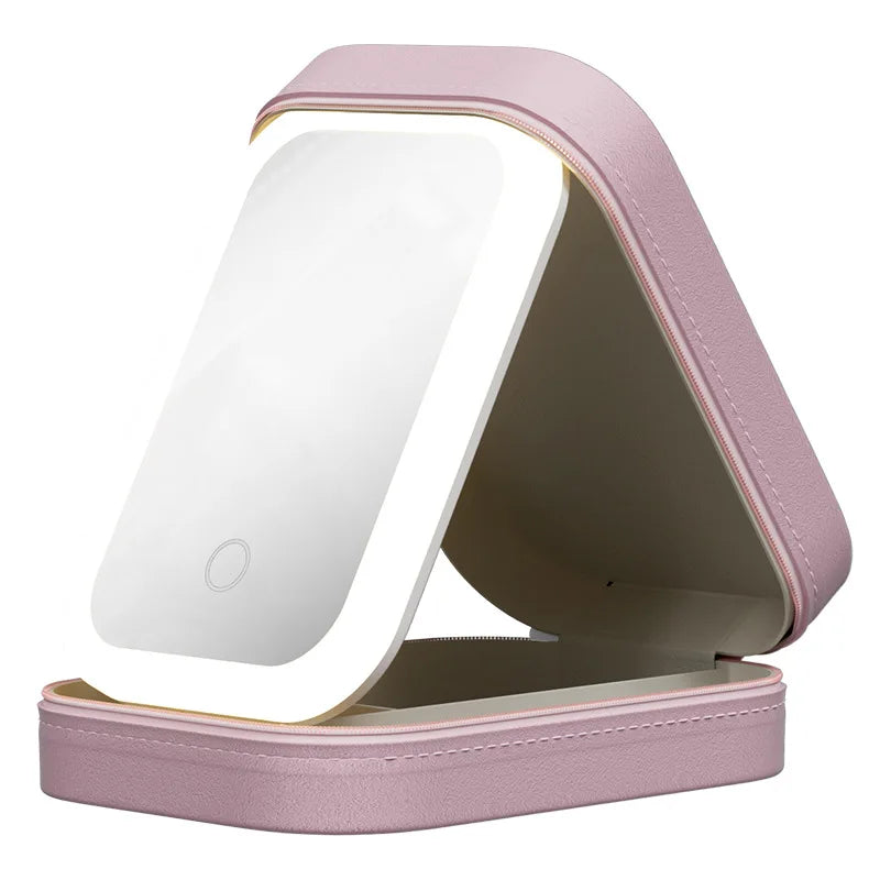 Portable Lighted Makeup Mirror Storage Case | Travel & Home Lighted Makeup Mirror QXL