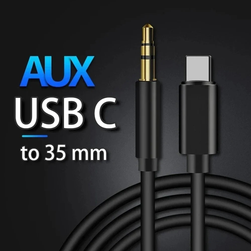 USB-C to 3.5mm DAC Adapter Cable | Car Stereo & Headset USB-C Audio Adapter QXL