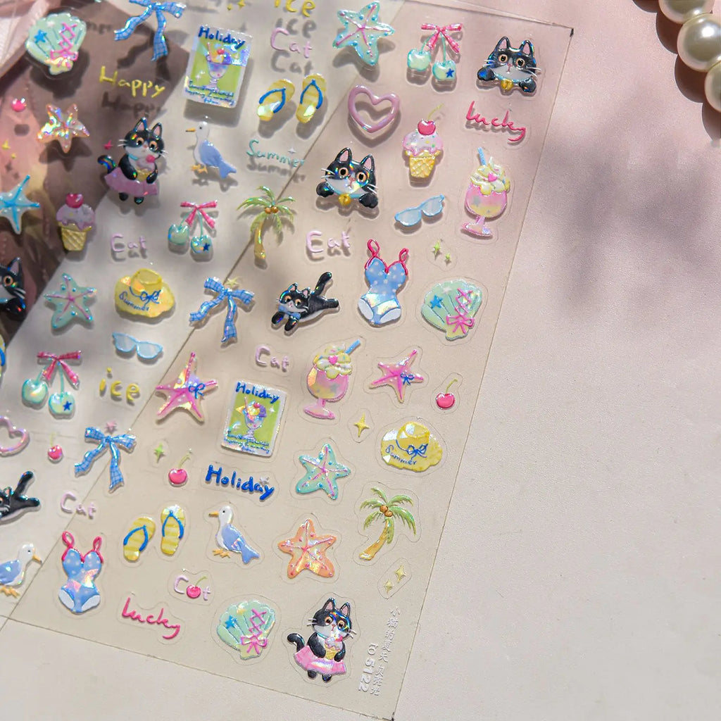 Ocean 5D Nail Art Stickers | Cartoon Adhesive Manicure Decals Nail Art Stickers QXL