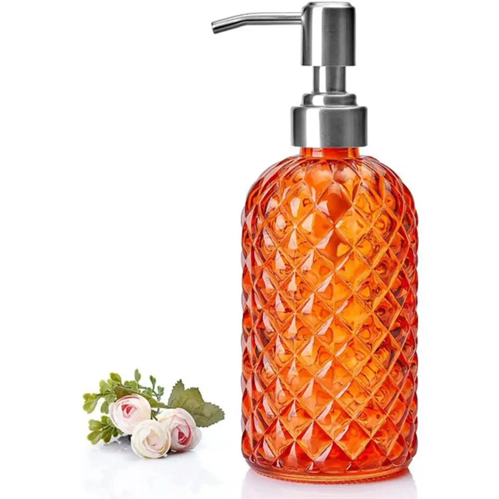 480ml Glass Soap Dispenser | Rust-Proof Stainless Steel Pump Glass Soap Dispenser QXL