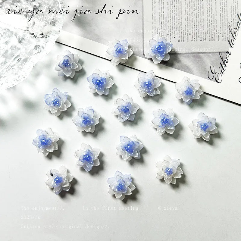 20-Pc Kawaii Blue Resin Nail Charms | Flower & Butterfly DIY Art Nail Art Charms QXL 20pcs