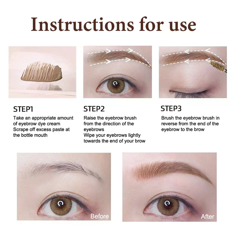 Waterproof Eyebrow Gel with Brush | 3 Colors Long-Lasting Eyebrow Tint Gel QXL