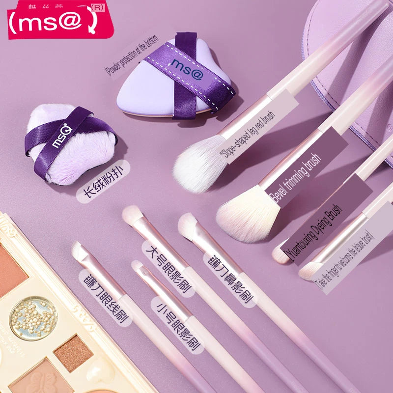 MSQ 8-Piece Purple Makeup Brush Set | Blush Concealer Eye Makeup Brush Set QXL