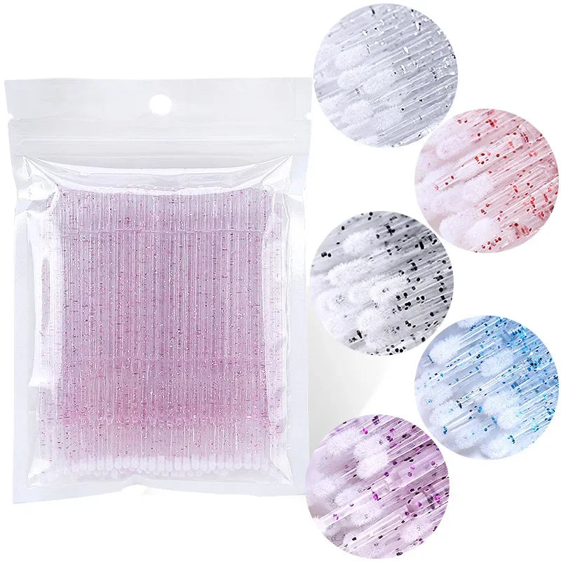 100-Pack Disposable Micro Brushes for Eyelash Extensions Lash Extension Brushes QXL
