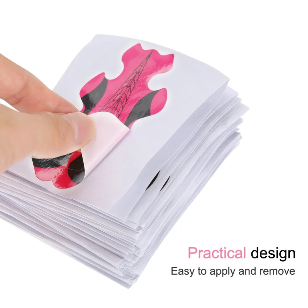 100-Pack Fish Pattern Nail Extension Paper Forms Self-Adhesive Nail Extension Forms QXL