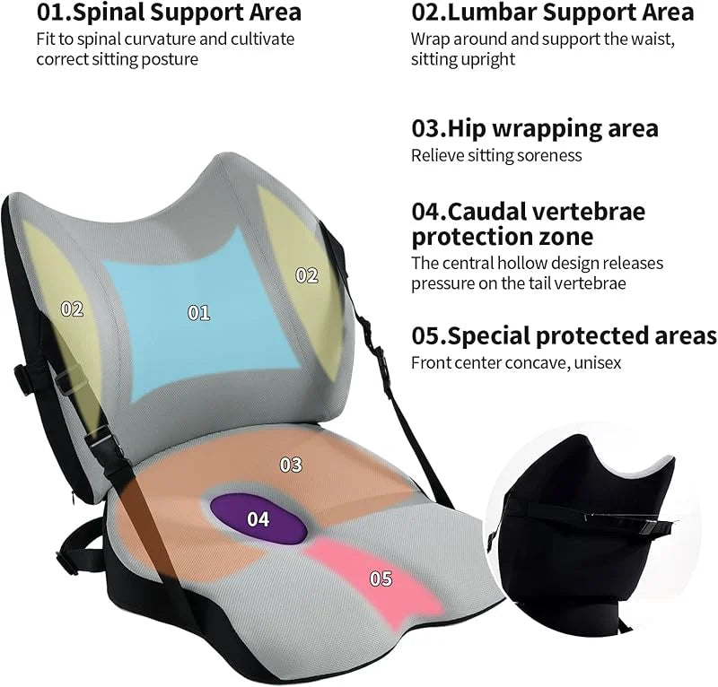Memory Foam Seat & Back Cushion for Car, Office & Home Memory Foam Cushion QXL