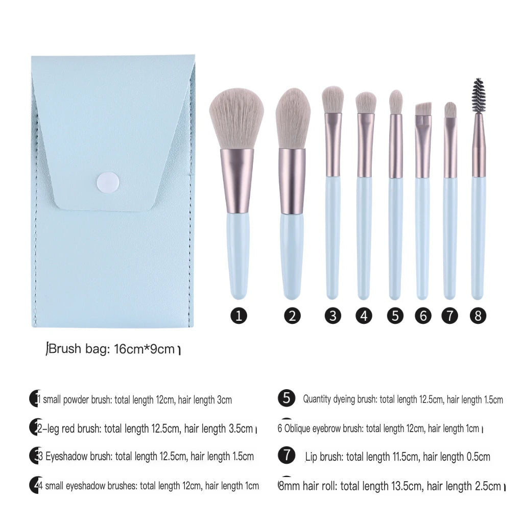 Zoreya 8-Piece Portable Mini Makeup Brush Set | Morandi Makeup Brush Set QXL