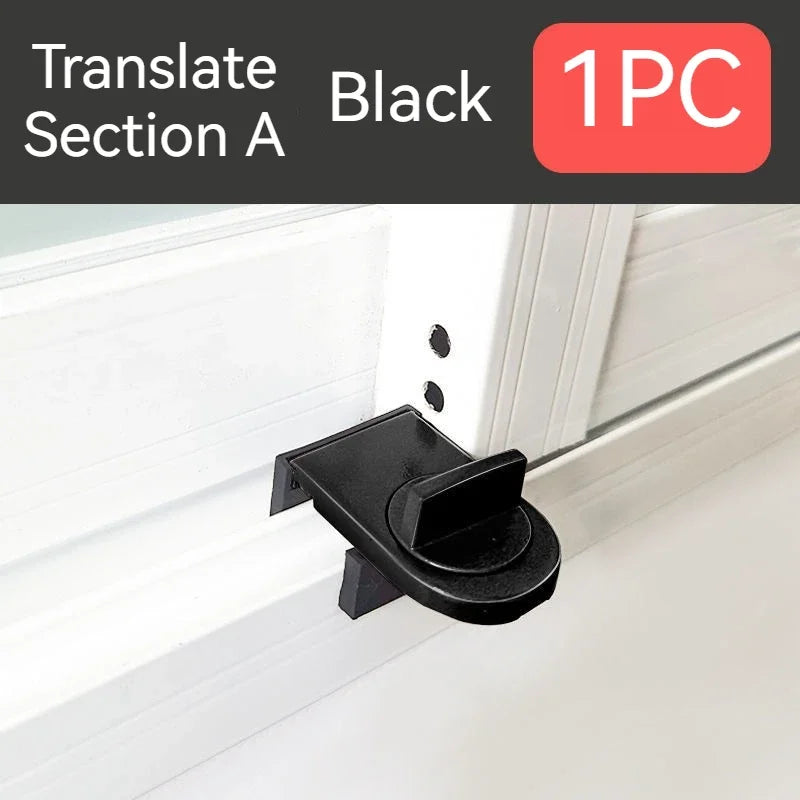 Child Safety Sliding Window Lock | Adjustable No-Drill Latch Window Security Lock QXL B191 Black-1PCS