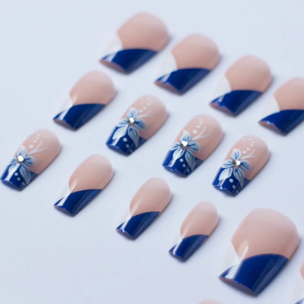 24-Pack Ballerina French Press-On Nails | Short Square Full Cover Press-On False Nails QXL