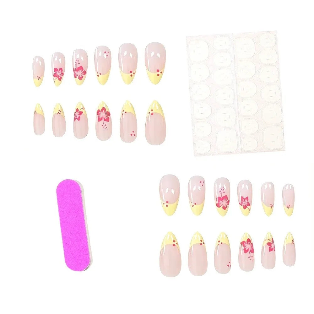 24-Pack Pink Cross Press-On Nails | Y2K Full Cover Tips Press-On Nail Tips QXL