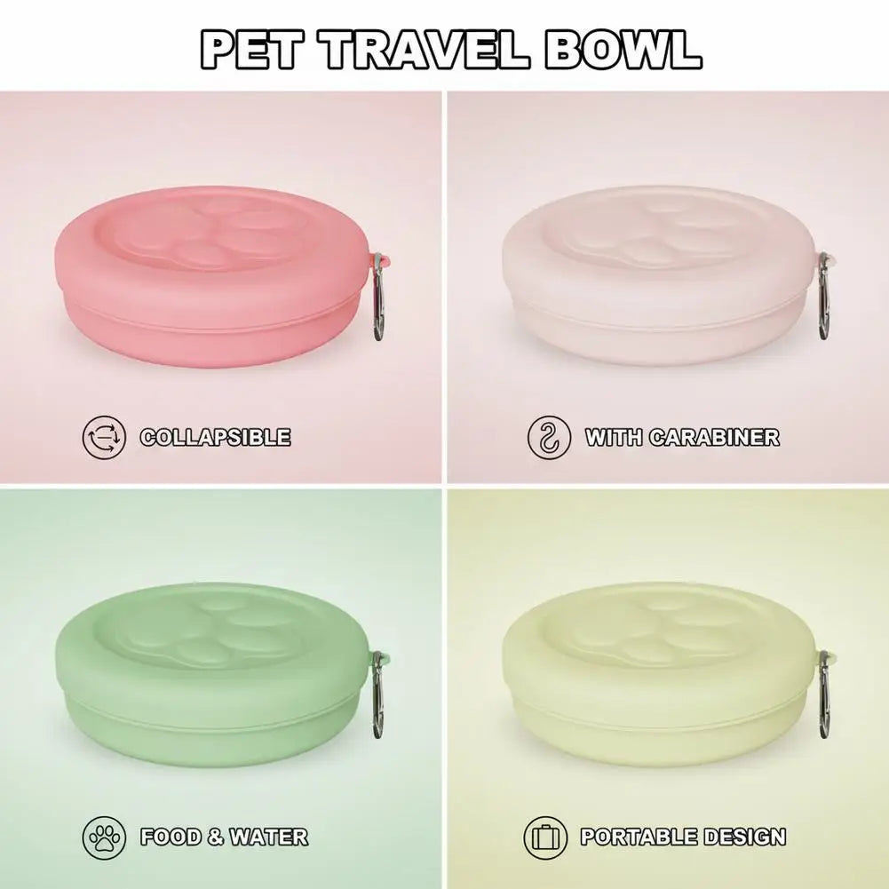 2-in-1 Travel Pet Bowl with Carabiner | Dog Food & Water Dish Travel Pet Bowl QXL