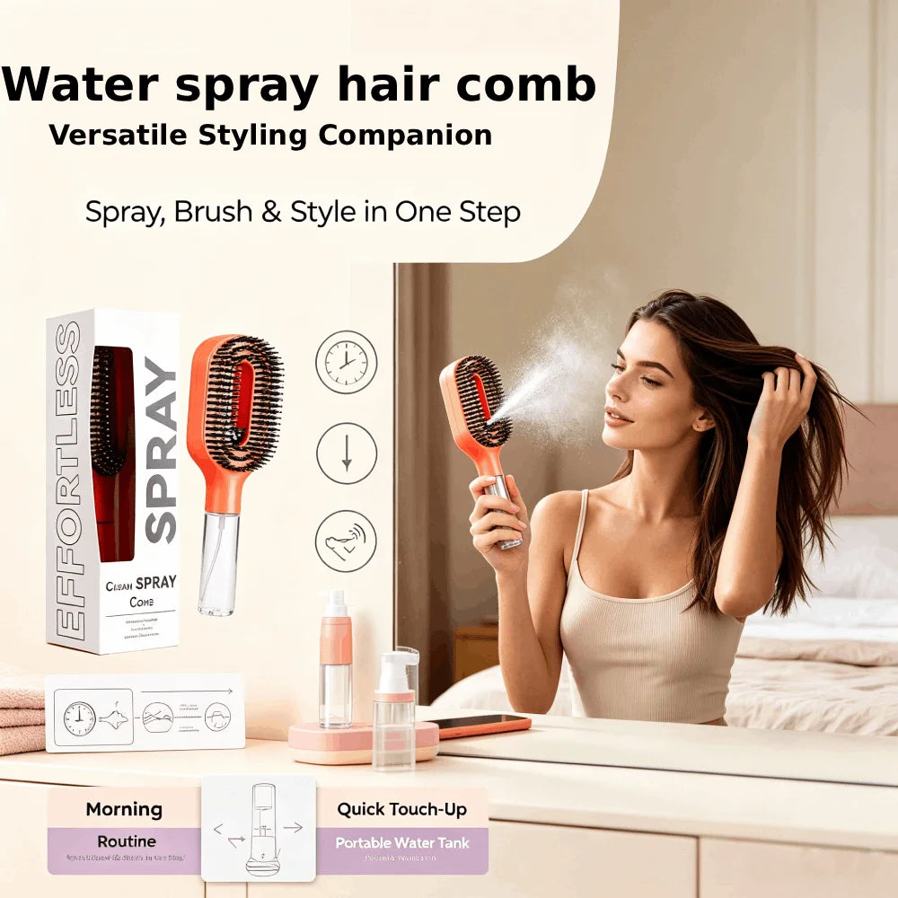 Refillable Spray Detangling Hair Comb | Anti-Static Mist Brush Spray Detangling Comb QXL