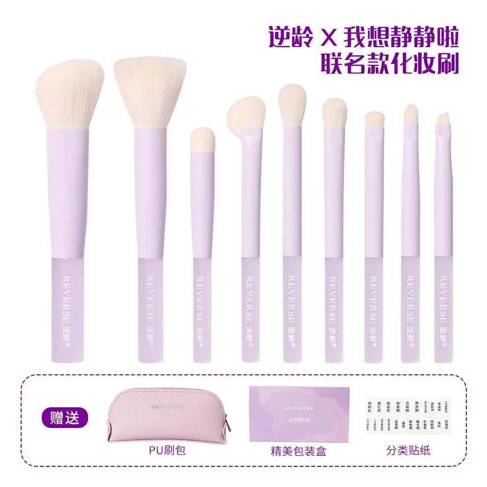 9-Piece Mini Portable Makeup Brush Set with Travel Bag Makeup Brush Set QXL Brush and bag