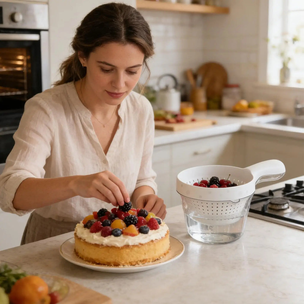 Double-Layer Colander Bowl Set | Vegetable & Fruit Strainer Colander Bowl Set QXL