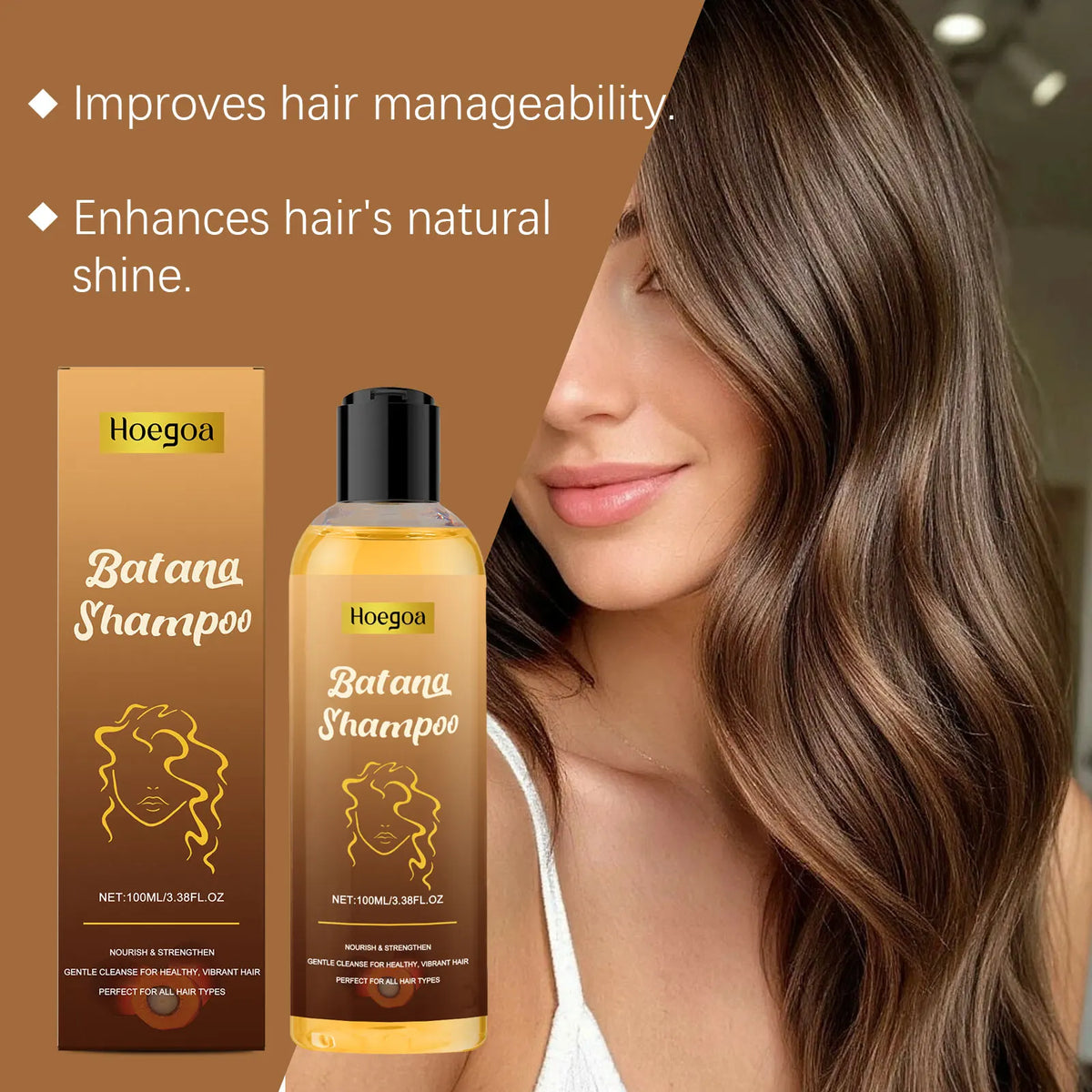 HOEGOA Batana Oil Shampoo | Deep Cleanse & Volumize 100ml Nourishing Shampoo QXL
