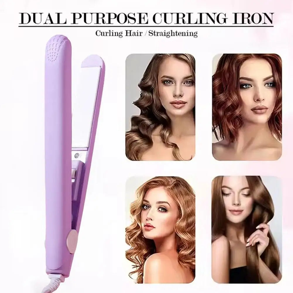 Mini 2-in-1 Hair Straightener & Curling Iron | Portable Flat Iron Mini Hair Straightener QXL