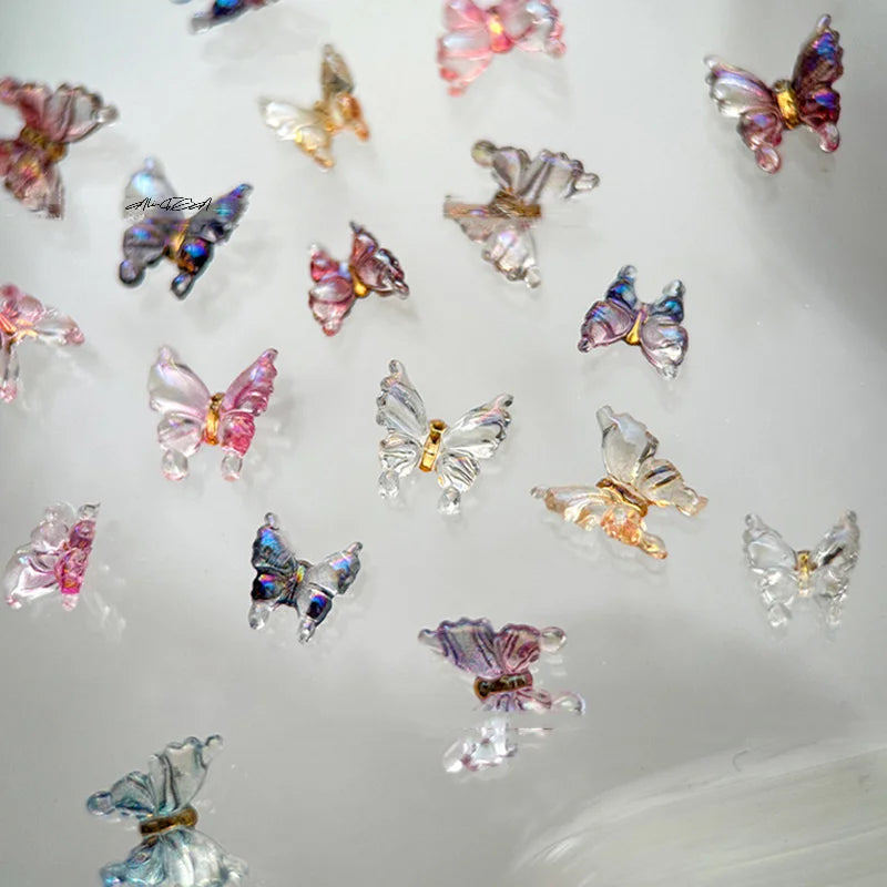 30-Pack 3D Butterfly Nail Charms | Resin Bowknot Decorations Nail Art Charms QXL