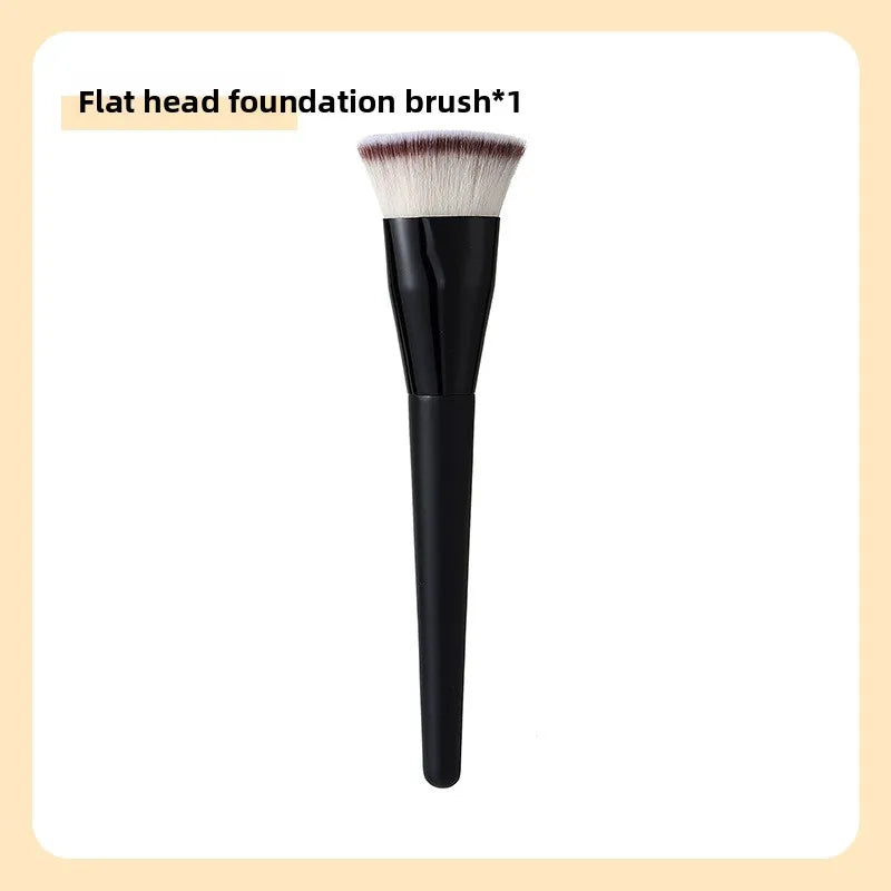 2-Pack Angled & Flat Foundation Brushes | Blush & Cream Foundation Brush Set QXL black flathead