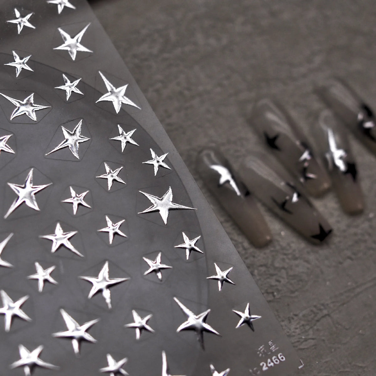 5D Japanese Retro Nail Stickers | Gold Silver Fire Star Decals Nail Art Stickers QXL