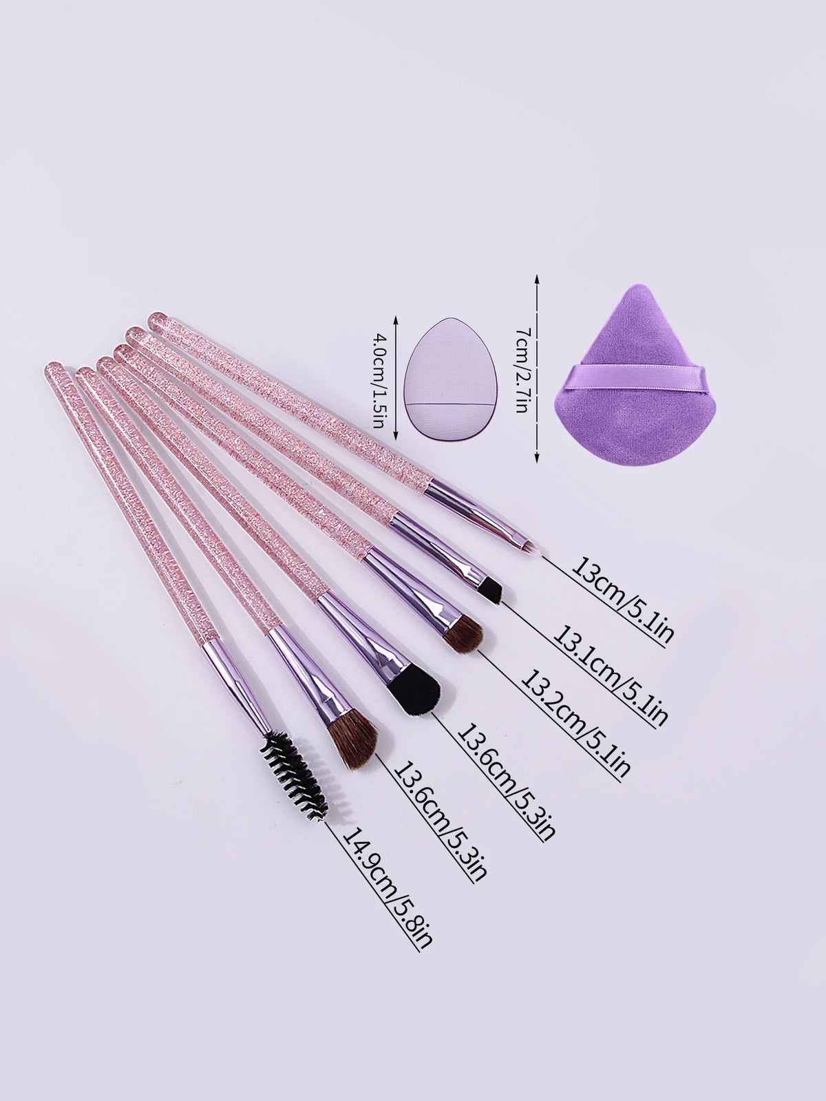 16-Piece Eye Makeup Brush Set with Powder Puffs – Purple Eye Makeup Brush Set QXL