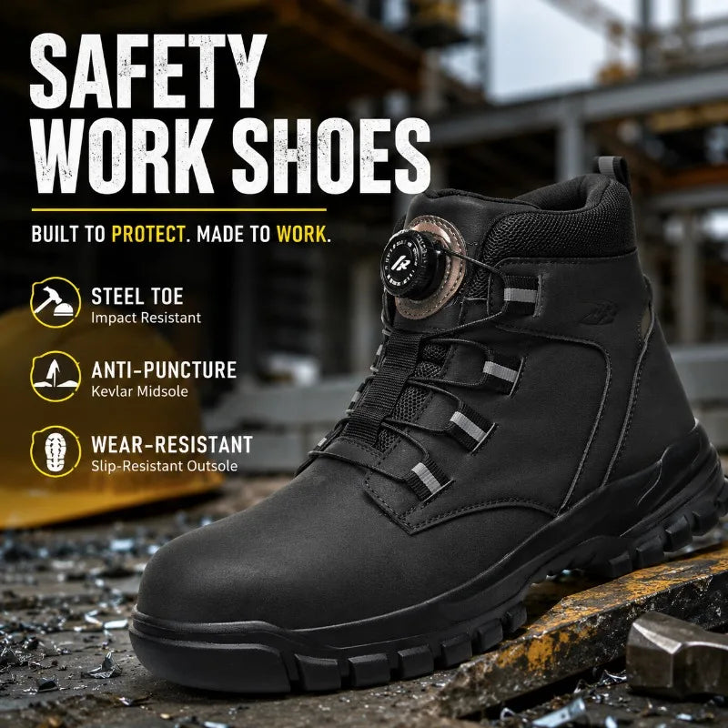Men's Steel Toe Safety Work Boots | Anti-Puncture Non-Slip Safety Work Boots QXL