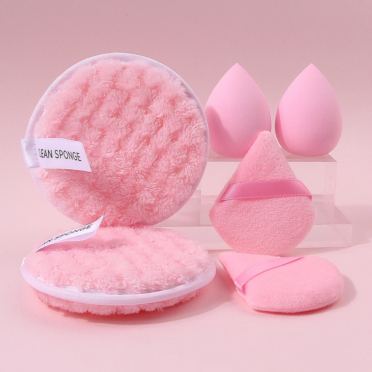 KOSSHOW 6-Pack Pink Makeup Sponge & Powder Puff Set Makeup Sponge Puff QXL Pink