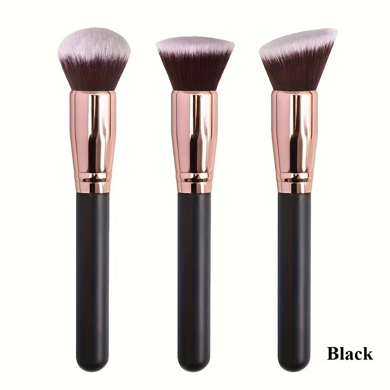 3-Piece Makeup Brush Set | Foundation, Blush & Eyeshadow Brushes Makeup Brush Set QXL Black