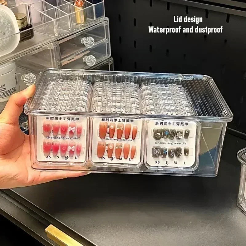 Clear Acrylic Press-On Nail Storage & Display Organizer Box Nail Storage Organizer QXL