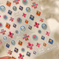 5D Floral Nail Stickers | Rose Tulip Gold Foil Vintage Decals Nail Art Stickers QXL M1156