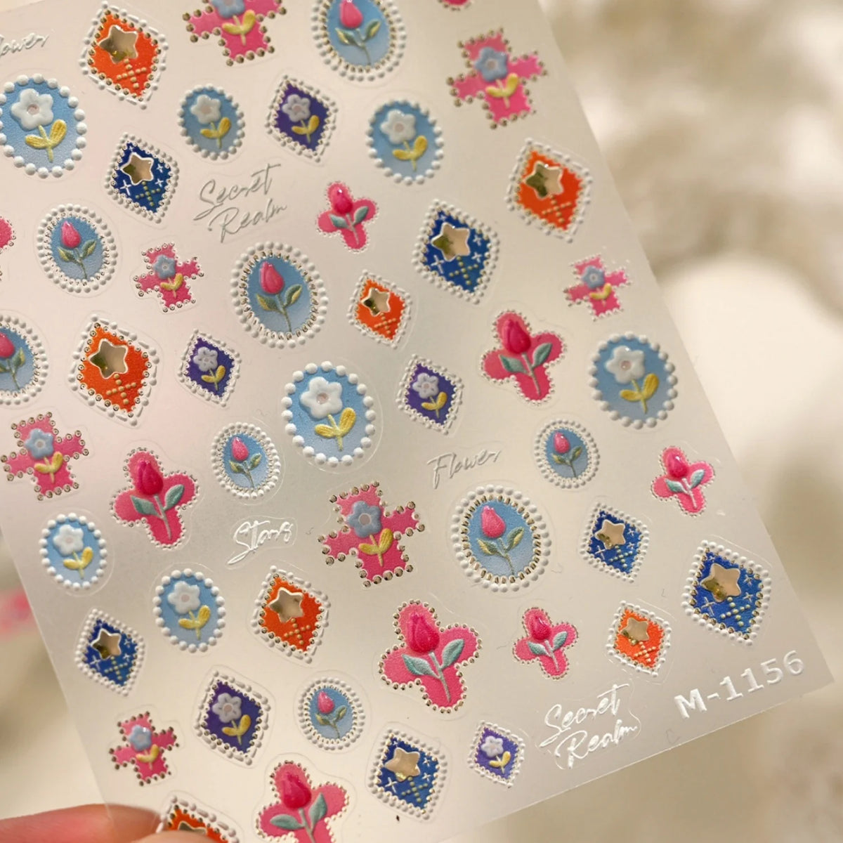 5D Floral Nail Stickers | Rose Tulip Gold Foil Vintage Decals Nail Art Stickers QXL M1156