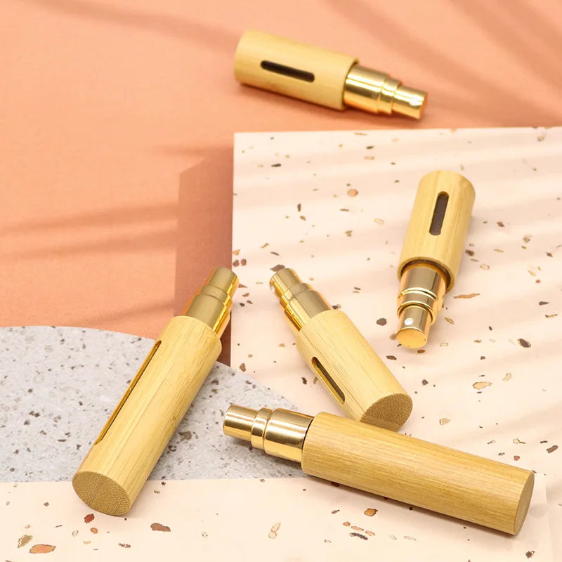 5ml & 10ml Bamboo Wood Refillable Spray Atomizer Bottle Refillable Atomizer Bottle QXL