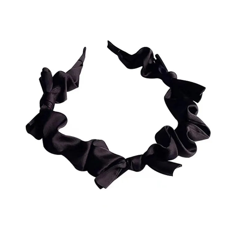 Black Satin Bow Headband | Korean Style Hair Accessory Satin Bow Headband QXL