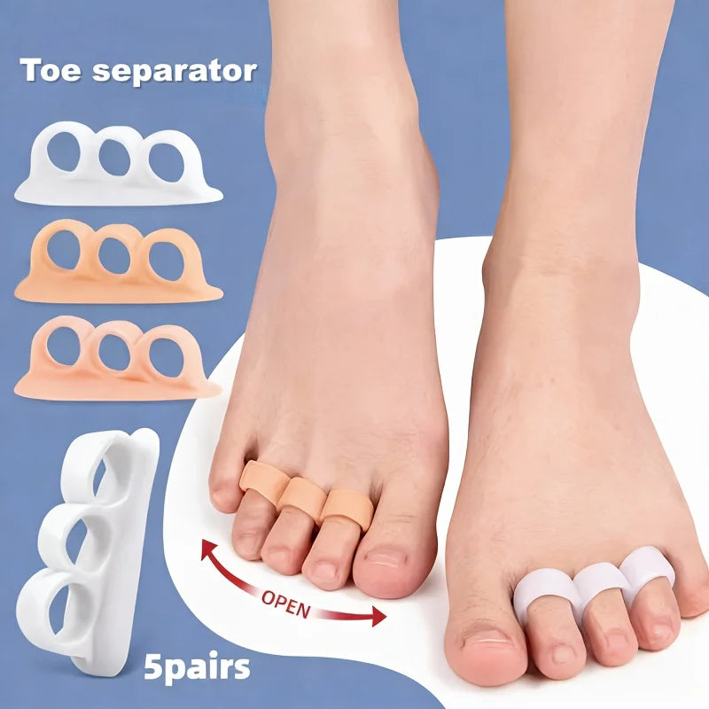 5-Pair Silicone Toe Separators 3-Hole Spacers | 10 Pcs Silicone Toe Separators QXL