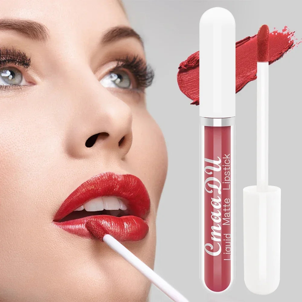 3-Pack Matte Velvet Liquid Lipstick | Nude, Brown & Dark Red Liquid Lipstick Set QXL