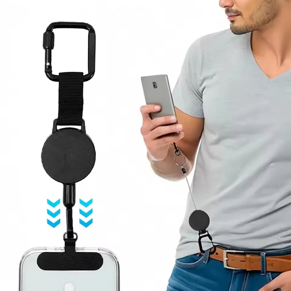 Retractable Phone Holder Lanyard & Carabiner Belt Clip Phone Holder Lanyard QXL