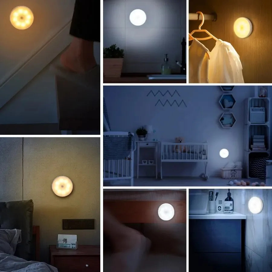 Motion Sensor LED Night Light | Wireless Magnetic Round Lamp LED Night Light QXL