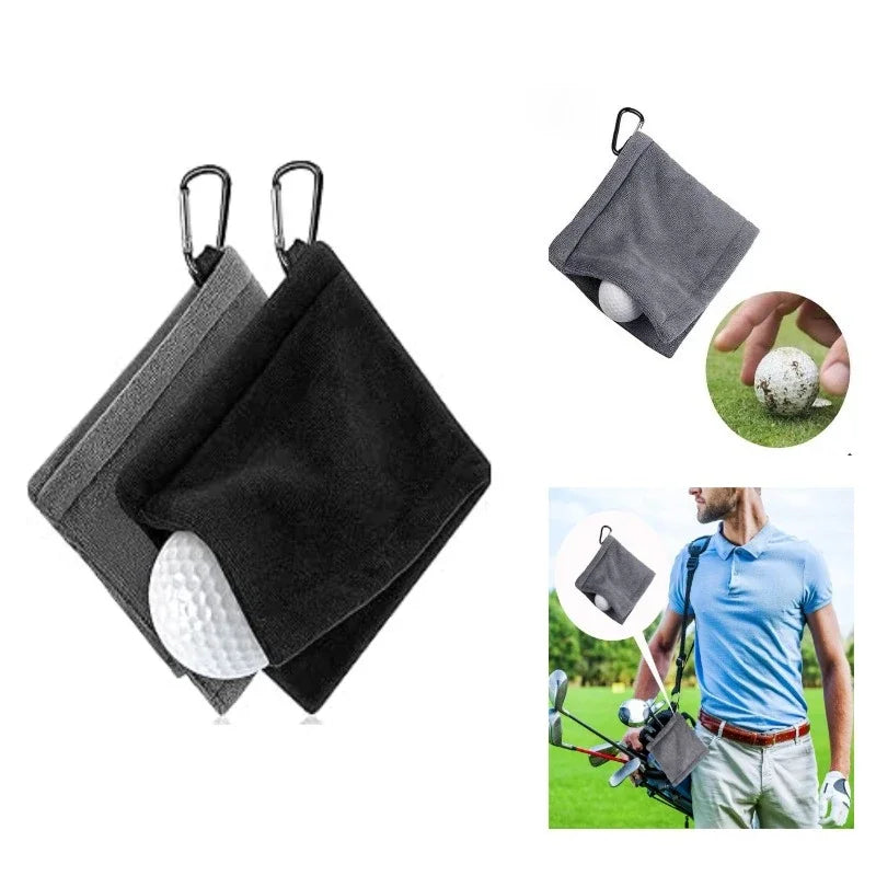 2-Pack Microfiber Golf Ball Cleaning Towels with Snap Hook Golf Cleaning Towel QXL