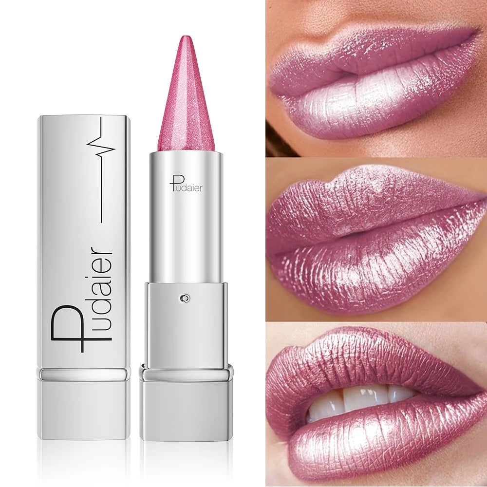 Sparkle Pearlescent Waterproof Lipstick | 24H Long-Lasting Shimmer Lipstick QXL