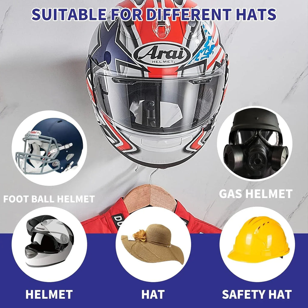 Wall Mount Helmet Holder | 180° Rotating Multi-Hook Rack Helmet Wall Rack QXL